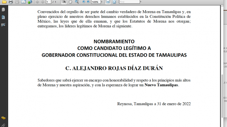 Ya tiene el nombramiento de «candidato legítimo» a Gobernador de Tamaulipas