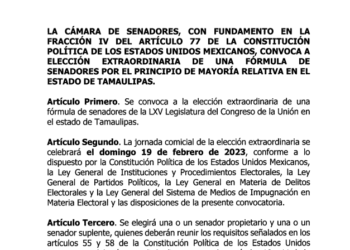 Elección de senador el 19 de febrero; deberá ser austera
