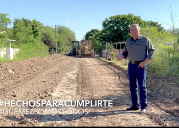 Ayuntamiento de Guémez pavimenta camino en Flores Magón