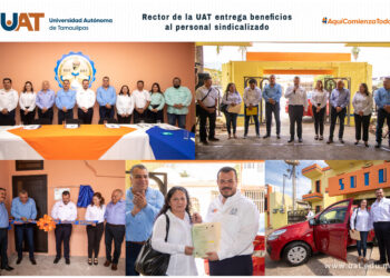 Rector de la UAT entrega beneficios al personal sindicalizado