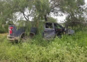GE asegura camioneta estrellada contra árbol, con un difunto adentro