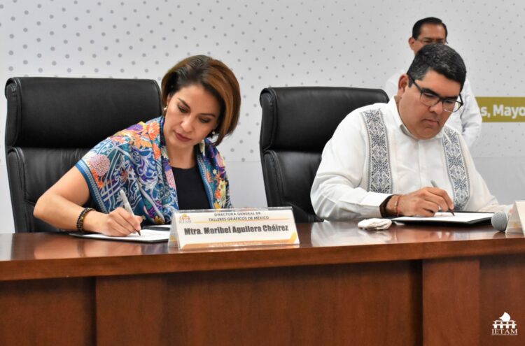 A un año de la elección del 24, IETAM firma convenio con Talleres Gráficos de México