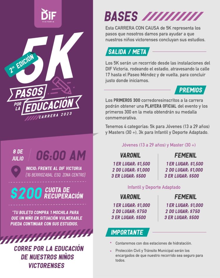 Invita Lucy de Gattás a correr por la educación de la niñez victorense