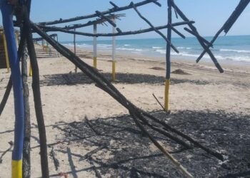 Queman las palapas de playa La Pesca
