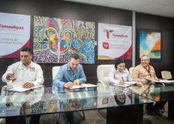 Firma SEBIEN, convenio para establecer “Comedores del Bienestar” en Río Bravo