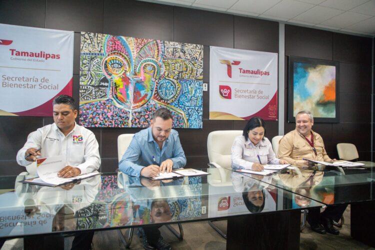 Firma SEBIEN, convenio para establecer “Comedores del Bienestar” en Río Bravo