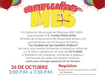 Cumpleaños colectivo: Ayuntamiento de Reynosa festejará a todos los niños que nacieron en octubre