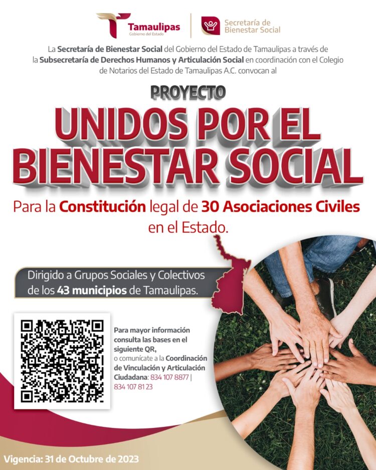 Lanza SEBIEN convocatoria para fortalecer a Asociaciones Civiles en Tamaulipas