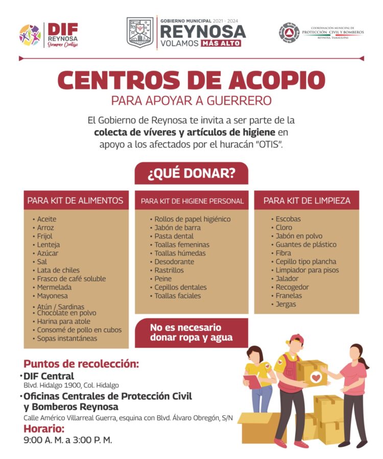 Abre Gobierno de Reynosa Centros de Acopio para damnificados