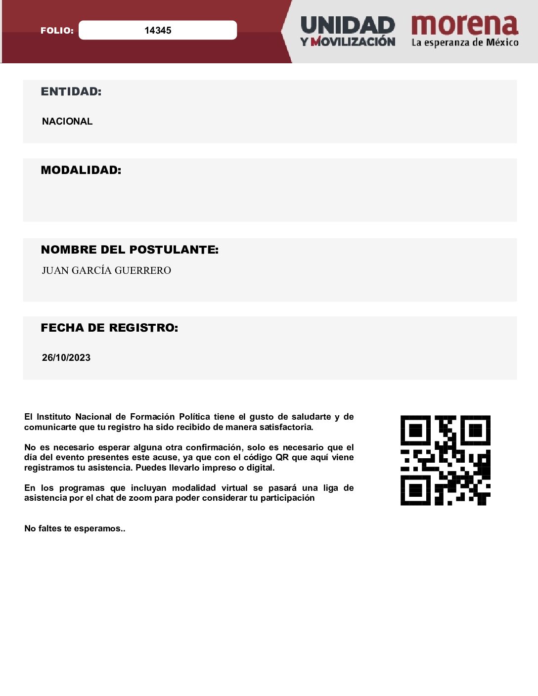Primeros registros en Morena