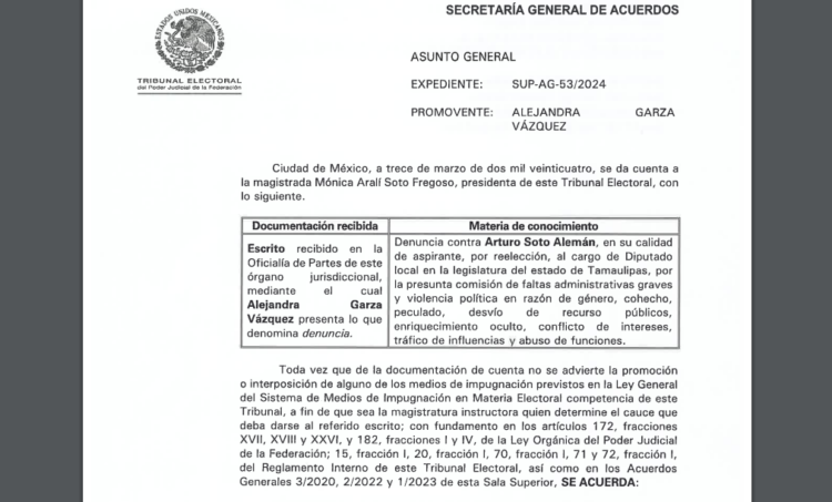 Denuncian a arturo Soto por violencia política, cohecho, peculado, desvío de recursos, enriquecimiento ilícito y otros
