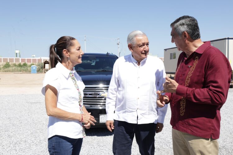 Encabezan reunión en N. Laredo el presidente López Obrador, la electa Claudia Sheinbaum y Américo Villarreal