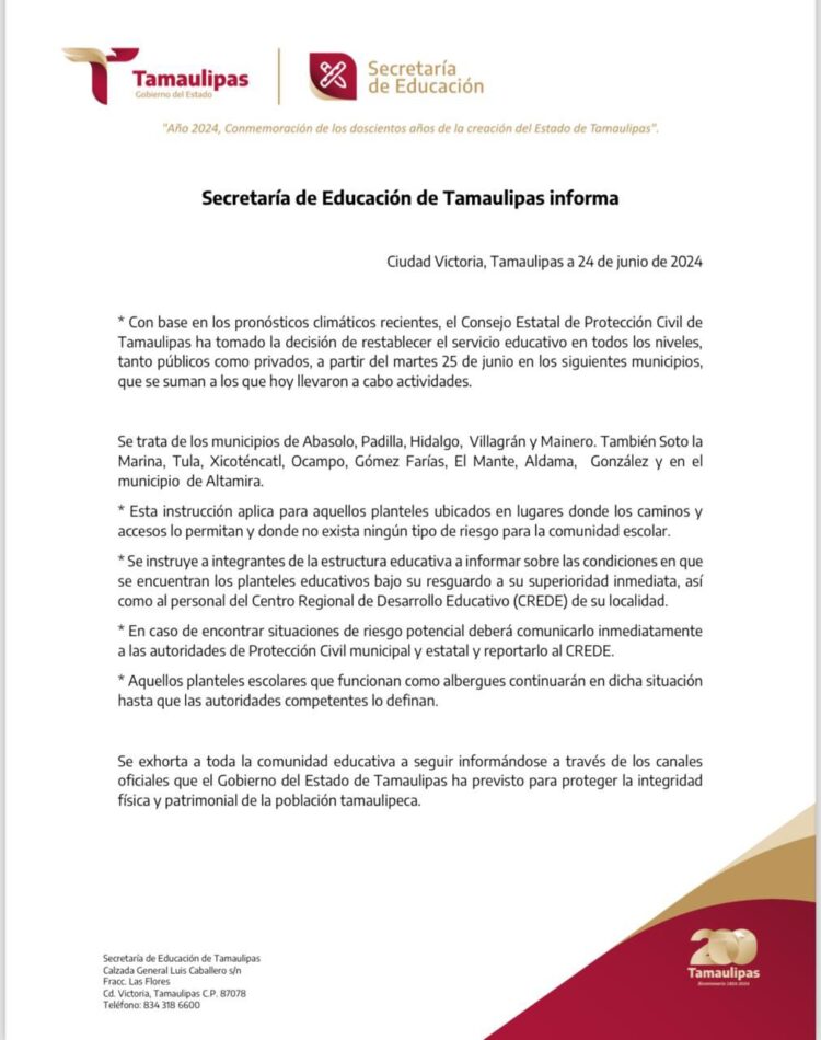 Otros 14 municpios regresan a clases este martes 25 de junio