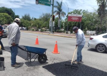 Intenso operativo de bacheo tras reportes por lluvias en la Capital.