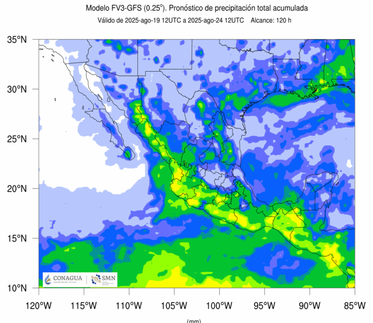 Lluvias fuertes para Tamaulipas a partir del miércoles
