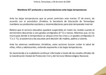 SET emite comunicado ante bajas temperaturas