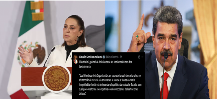 Sheinbaum condena intervención militar en Venezuela tras detención de Nicolás Maduro.