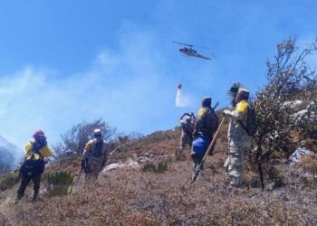 Controlado incendio forestal “Puerto del  Volcán” en Miquihuana