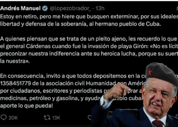 Desde su “retiro” AMLO invita al pueblo de México a cooperar con el gobierno cubano.