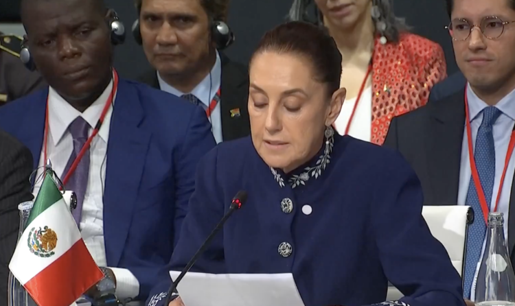 Reforestación en vez de armas pide Sheinbaum en el viejo continente.