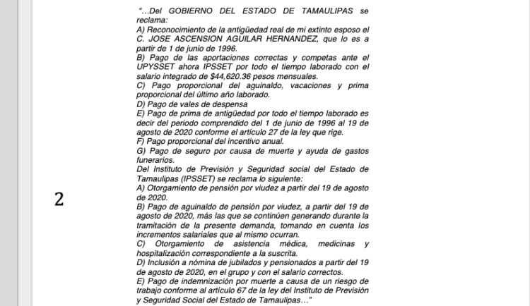 INDEMNIZACION MILLONARIA….. Su esposo murió de COVID en 2020. Hoy demanda al Instituto Electoral de Tamaulipas.